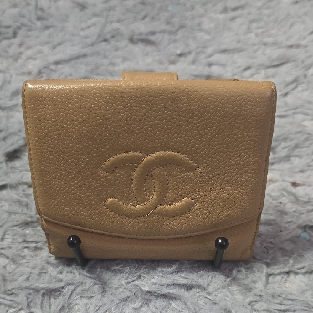 Chanel Tan CC Small Compact Double Snap Wallet (GUC)(COA)✨️🤎✨️